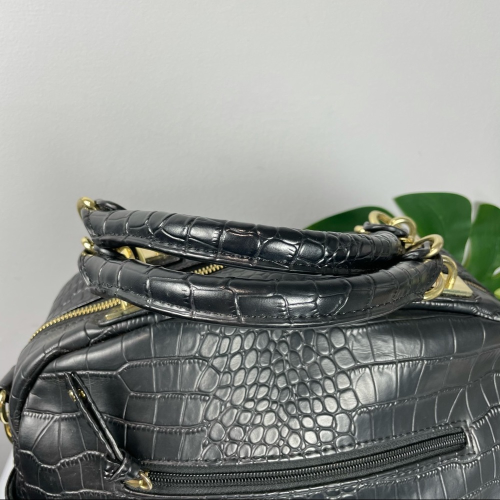 (((SOLD)))Olivia + Joy black faux aligator leather satchel - Picture 10 of 16